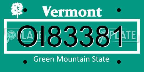 OI83381 Vermont License Plate