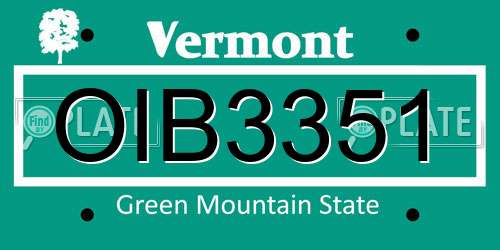 OIB3351 Vermont License Plate