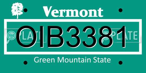 OIB3381 Vermont License Plate