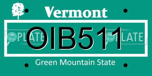 OIB511 Vermont License Plate