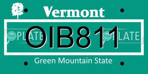 OIB811 Vermont License Plate