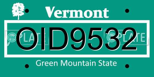 OID9532 Vermont License Plate