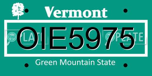 OIE5975 Vermont License Plate