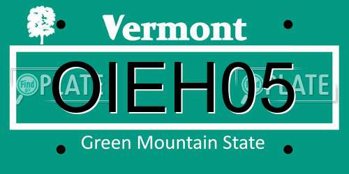 OIEH05 Vermont License Plate