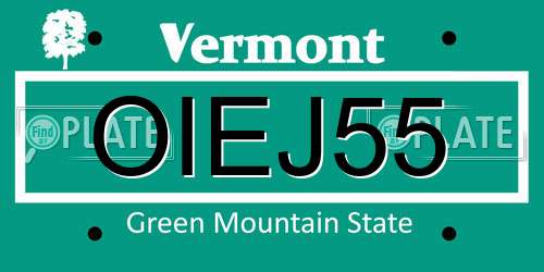 OIEJ55 Vermont License Plate