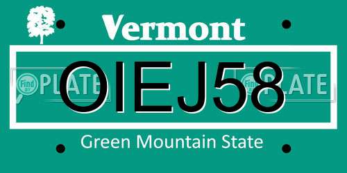 OIEJ58 Vermont License Plate