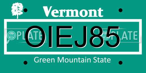 OIEJ85 Vermont License Plate