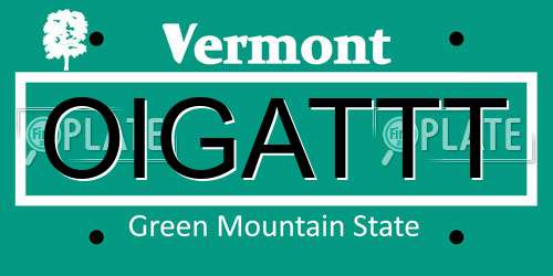 OIGATTT Vermont License Plate