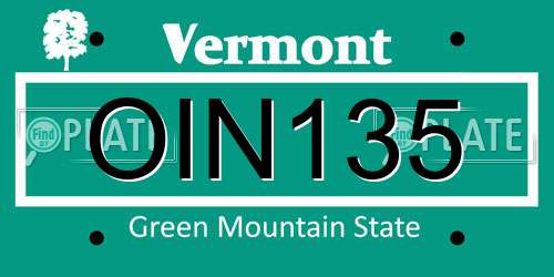 OIN135 Vermont License Plate