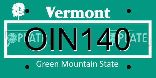 OIN140 Vermont License Plate