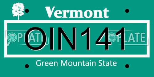OIN141 Vermont License Plate
