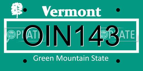 OIN143 Vermont License Plate