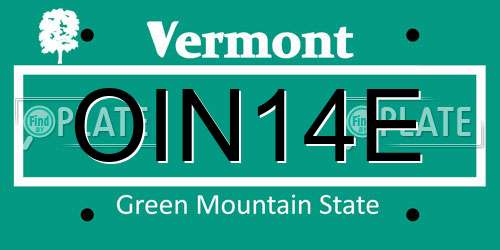 OIN14E Vermont License Plate