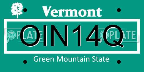 OIN14Q Vermont License Plate