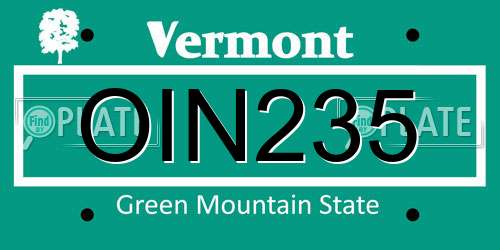 OIN235 Vermont License Plate