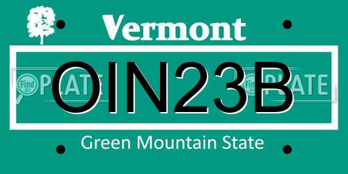 OIN23B Vermont License Plate