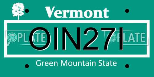 OIN27I Vermont License Plate