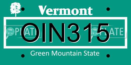 OIN315 Vermont License Plate