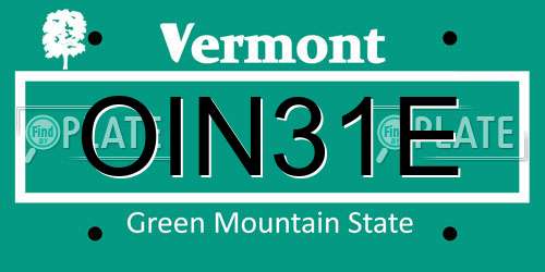 OIN31E Vermont License Plate