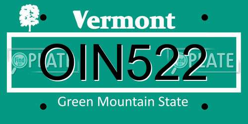 OIN522 Vermont License Plate