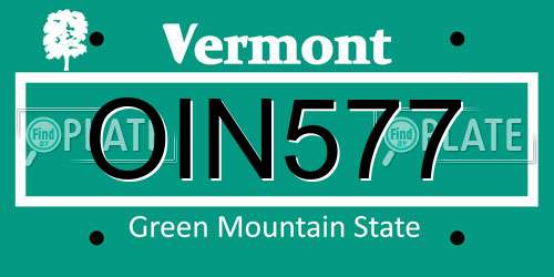 OIN577 Vermont License Plate