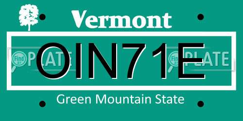 OIN71E Vermont License Plate