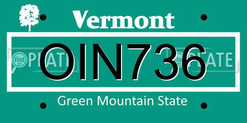OIN736 Vermont License Plate