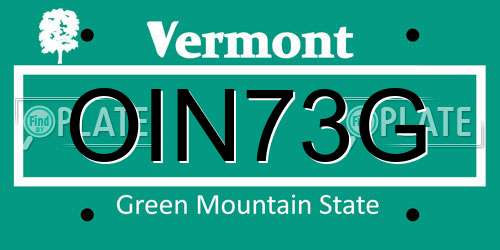 OIN73G Vermont License Plate
