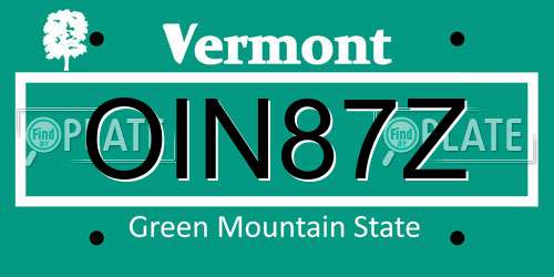OIN87Z Vermont License Plate