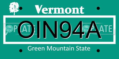 OIN94A Vermont License Plate