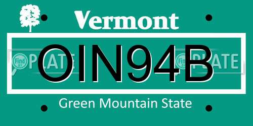 OIN94B Vermont License Plate