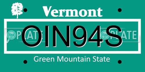 OIN94S Vermont License Plate