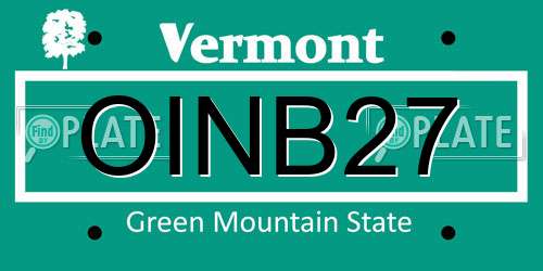 OINB27 Vermont License Plate