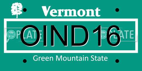 OIND16 Vermont License Plate