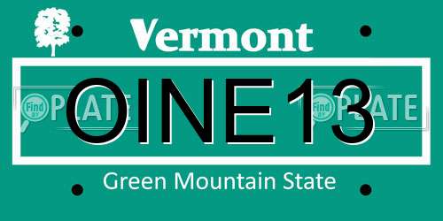 OINE13 Vermont License Plate