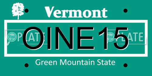OINE15 Vermont License Plate