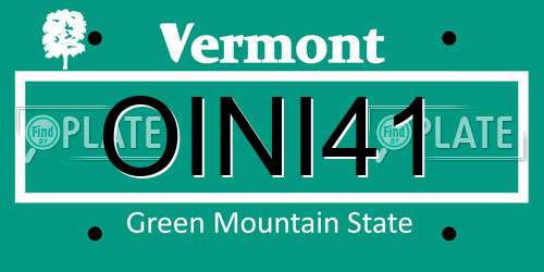 OINI41 Vermont License Plate