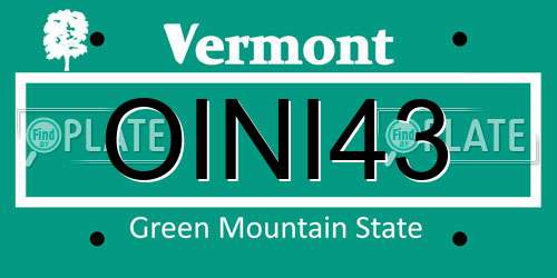 OINI43 Vermont License Plate