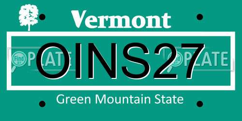 OINS27 Vermont License Plate