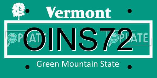 OINS72 Vermont License Plate