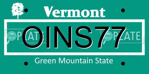 OINS77 Vermont License Plate