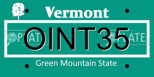 OINT35 Vermont License Plate