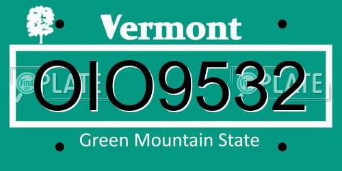 OIO9532 Vermont License Plate