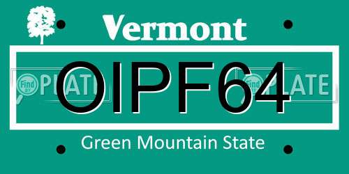 OIPF64 Vermont License Plate