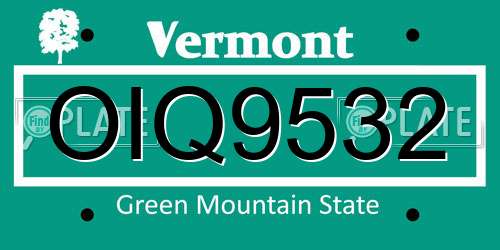 OIQ9532 Vermont License Plate