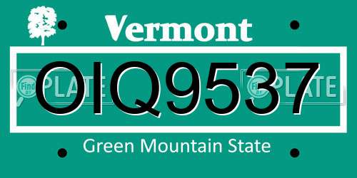 OIQ9537 Vermont License Plate