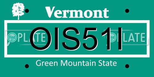 OIS51I Vermont License Plate