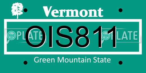 OIS811 Vermont License Plate