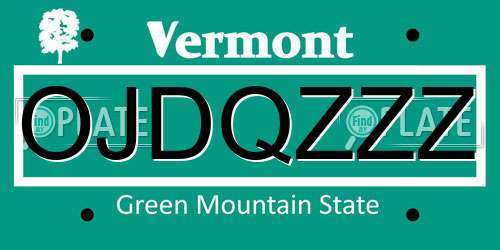 OJDQZZZ Vermont License Plate