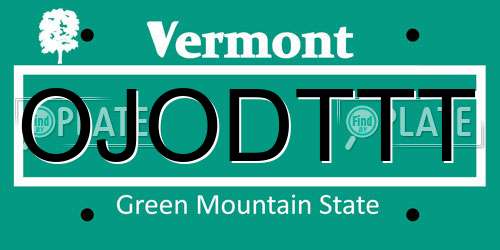 OJODTTT Vermont License Plate